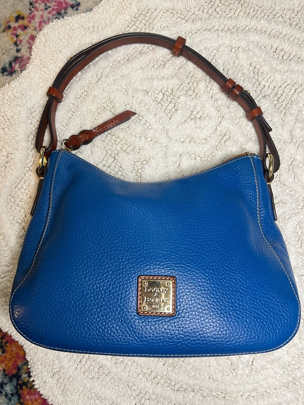 Dooney & Bourke Pebble Grain Kiley Hobo Bag in Blue Shoulder to Crossbody Purse
